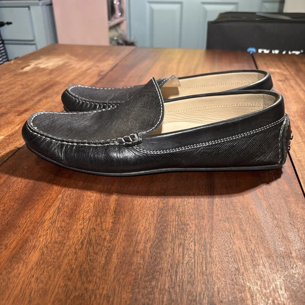 Ecco Classic Moc 2.0 Driving Shoes Men's 12/46‎ Black Leather Slip On Loafers